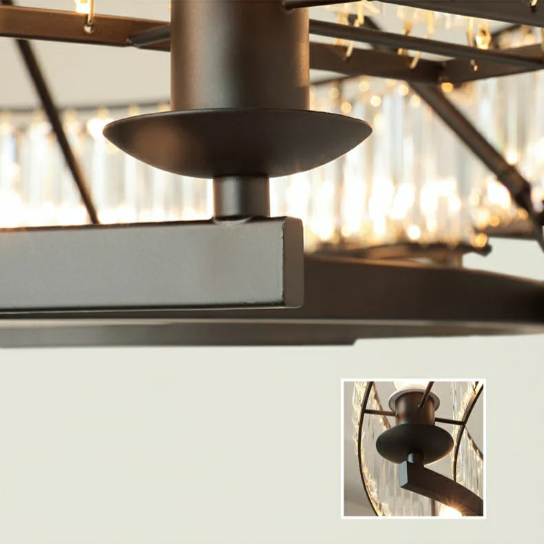 Decorative 6/ 8/ 10/ 12-Light Crystal Ceiling Chandelier Triangular Prism Island Light Fixture Metal Shade for Living Room - Image 30