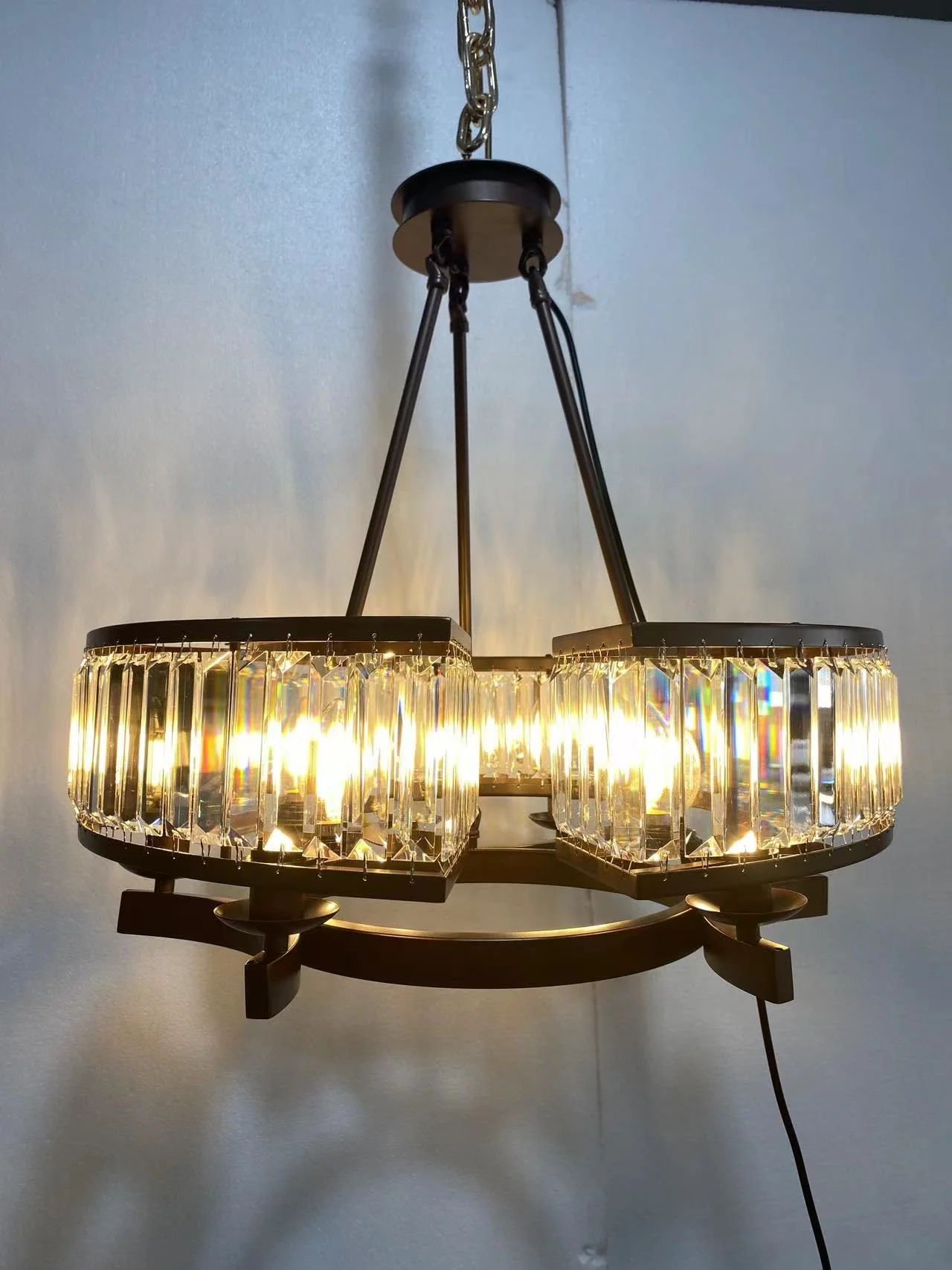 Decorative 6/ 8/ 10/ 12-Light Crystal Ceiling Chandelier Triangular Prism Island Light Fixture Metal Shade for Living Room - Image 32