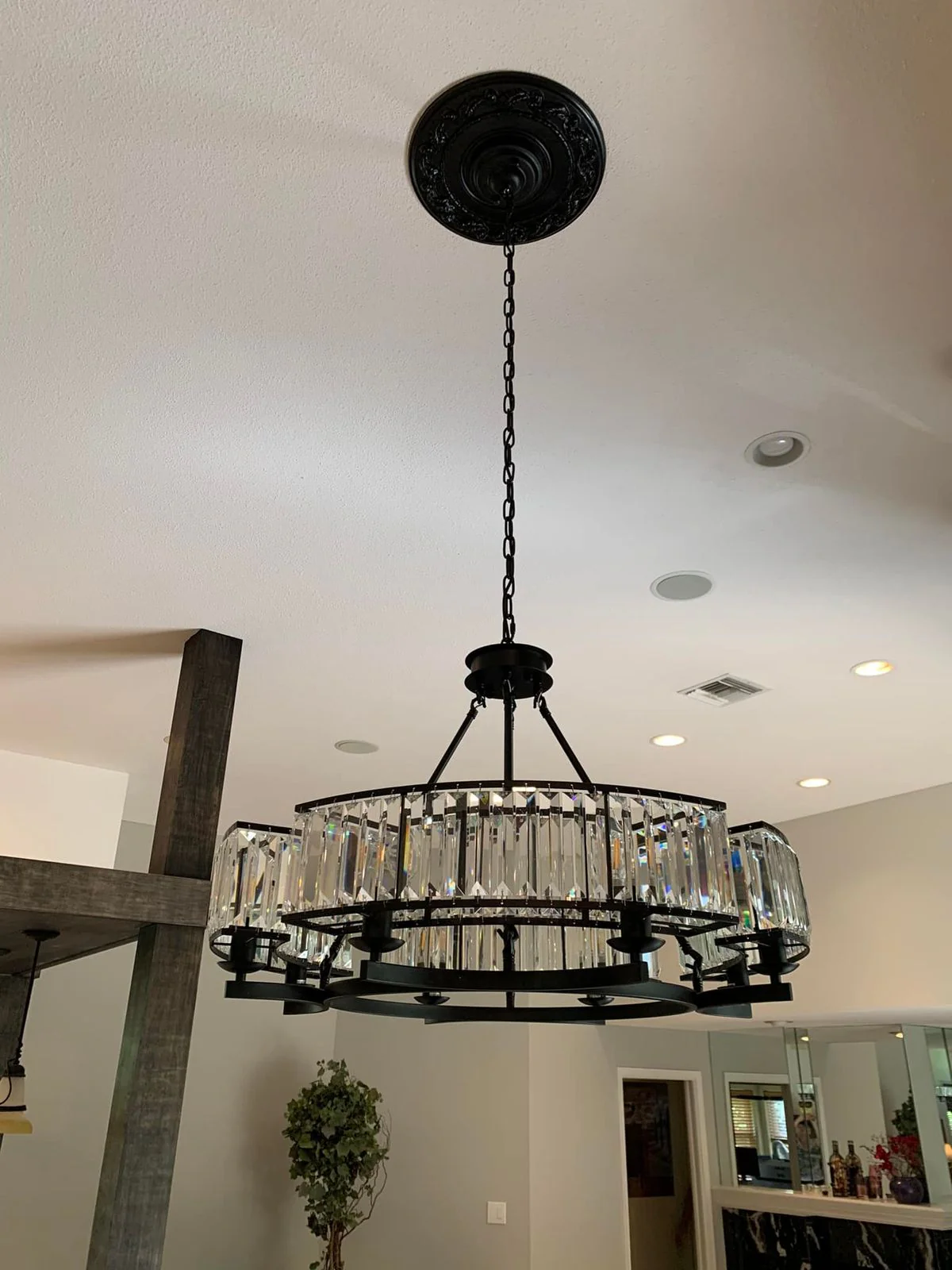 Decorative 6/ 8/ 10/ 12-Light Crystal Ceiling Chandelier Triangular Prism Island Light Fixture Metal Shade for Living Room - Image 8
