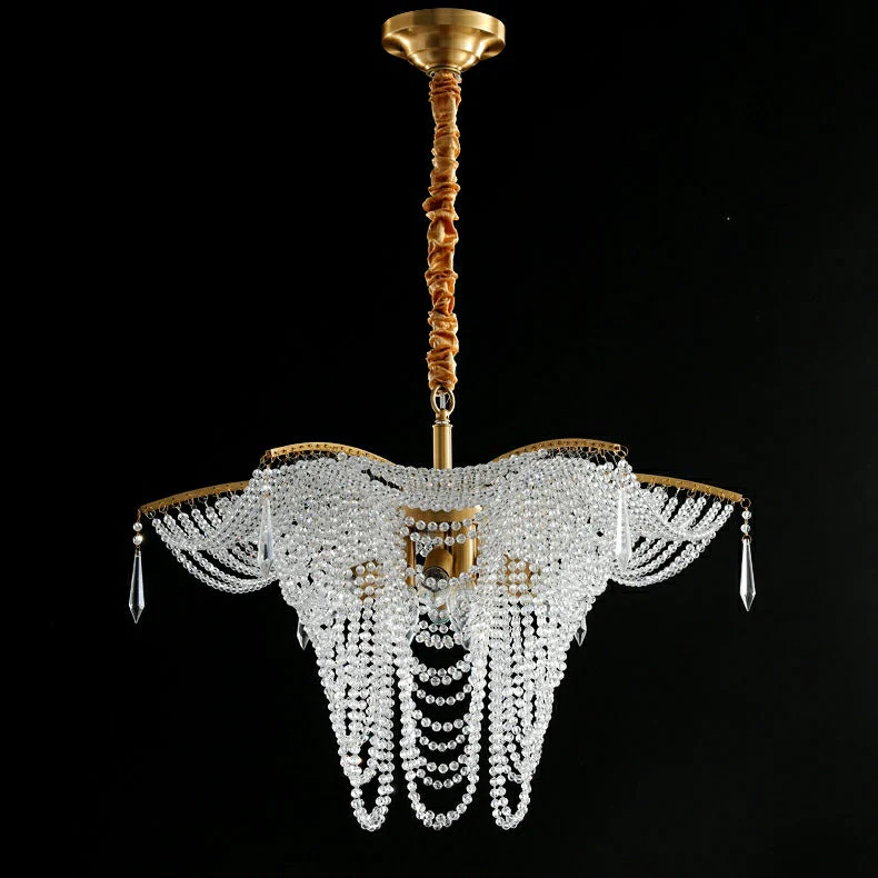 Decorative Beaded Crystal Brass Chandelier Elegant Ceiling Light Fixture For Living Room/ Bedroom - Image 11