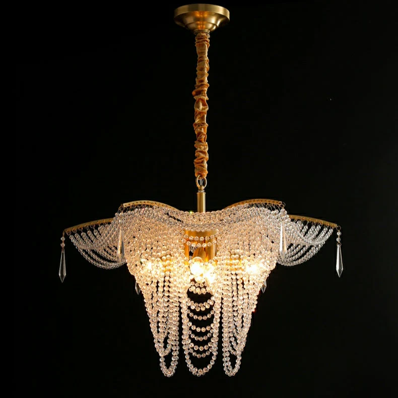 Decorative Beaded Crystal Brass Chandelier Elegant Ceiling Light Fixture For Living Room/ Bedroom - Image 12