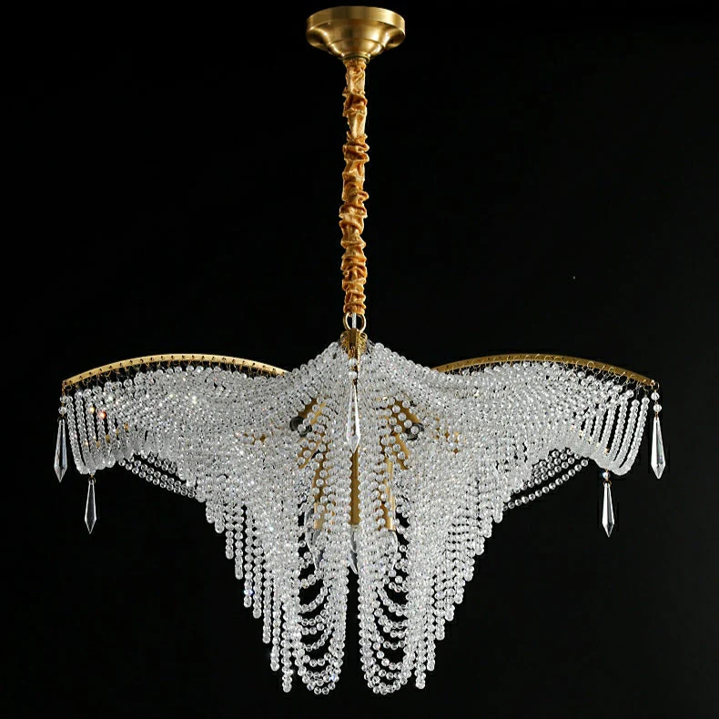 Decorative Beaded Crystal Brass Chandelier Elegant Ceiling Light Fixture For Living Room/ Bedroom - Image 14
