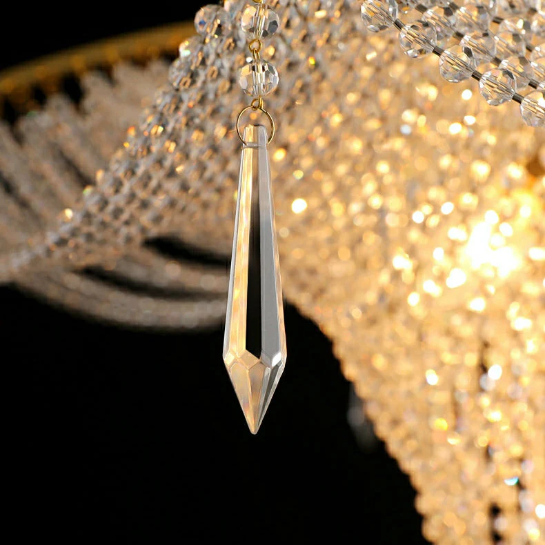 Decorative Beaded Crystal Brass Chandelier Elegant Ceiling Light Fixture For Living Room/ Bedroom - Image 16