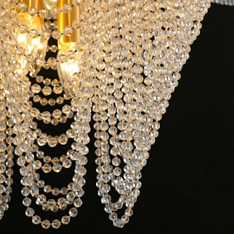 Decorative Beaded Crystal Brass Chandelier Elegant Ceiling Light Fixture For Living Room/ Bedroom - Image 17