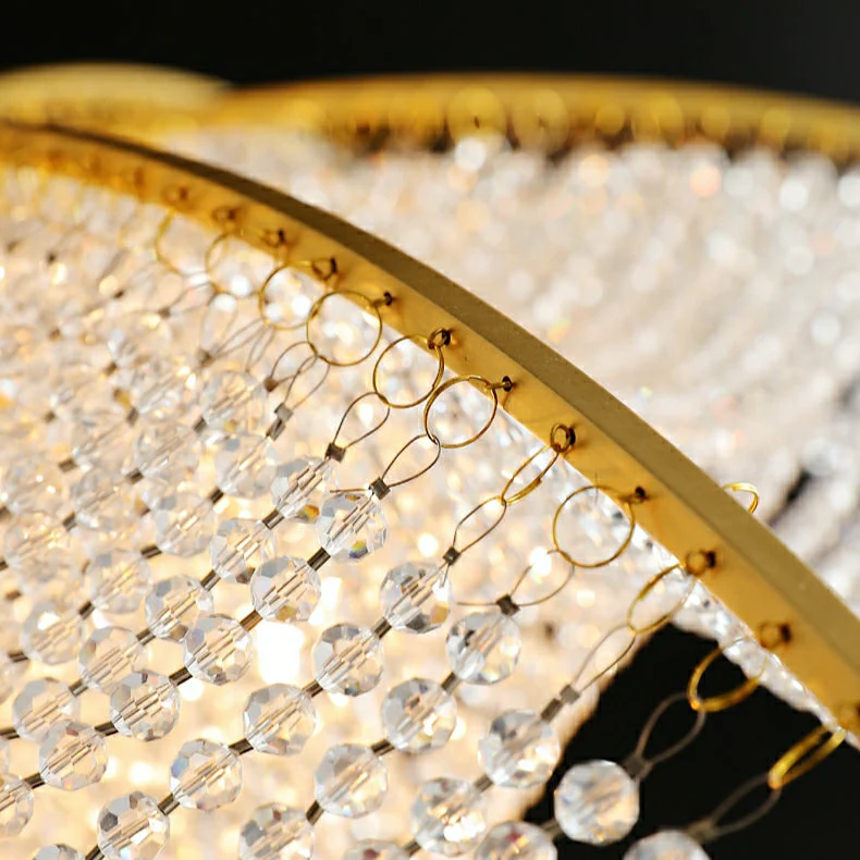 Decorative Beaded Crystal Brass Chandelier Elegant Ceiling Light Fixture For Living Room/ Bedroom - Image 18