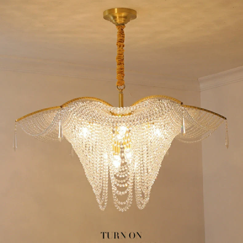 Decorative Beaded Crystal Brass Chandelier Elegant Ceiling Light Fixture For Living Room/ Bedroom - Image 7