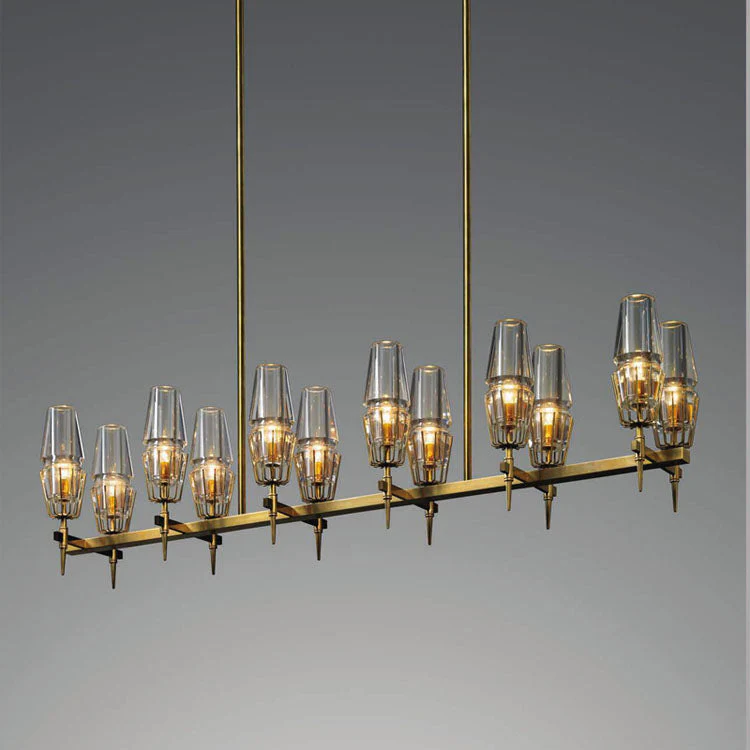David Glass Round Chandelier Brass - Image 2