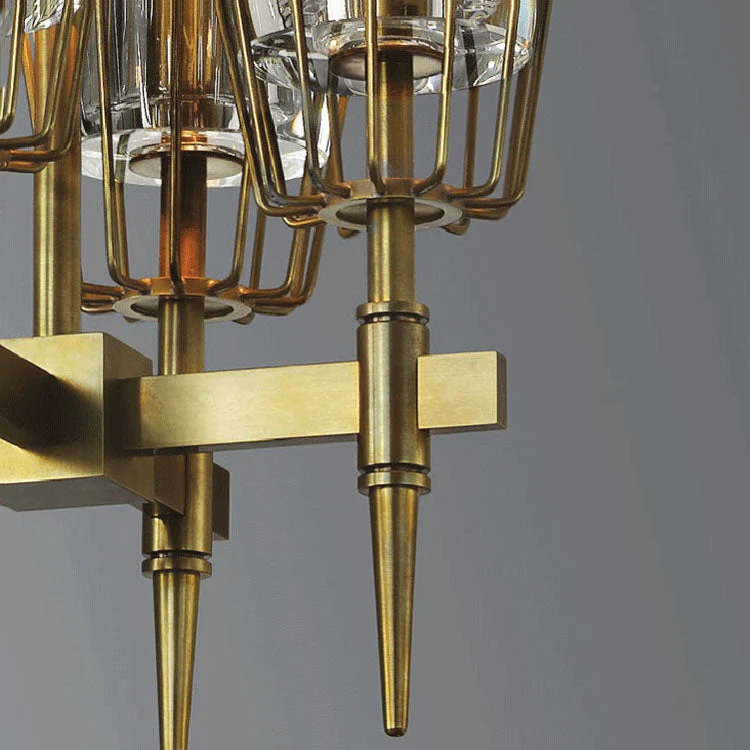 David Glass Round Chandelier Brass - Image 7