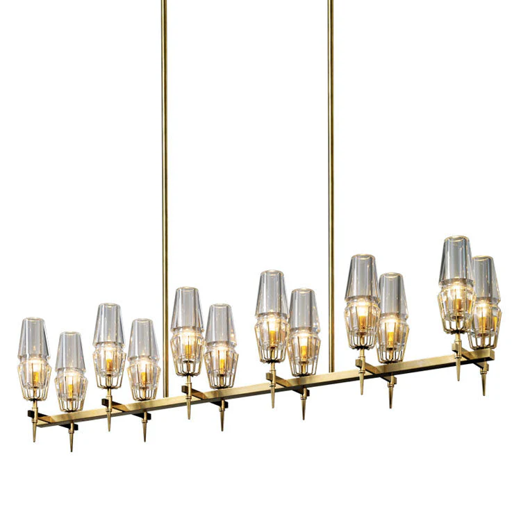 David Glass Round Chandelier Brass - Image 8
