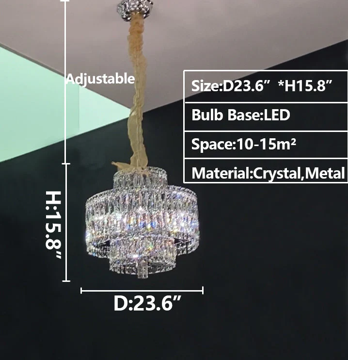 Delicate Light Luxury Multi-layers Silver Round Crystal Chandelier For Living/Dining Room/Bedroom/Cloakroom - Image 2