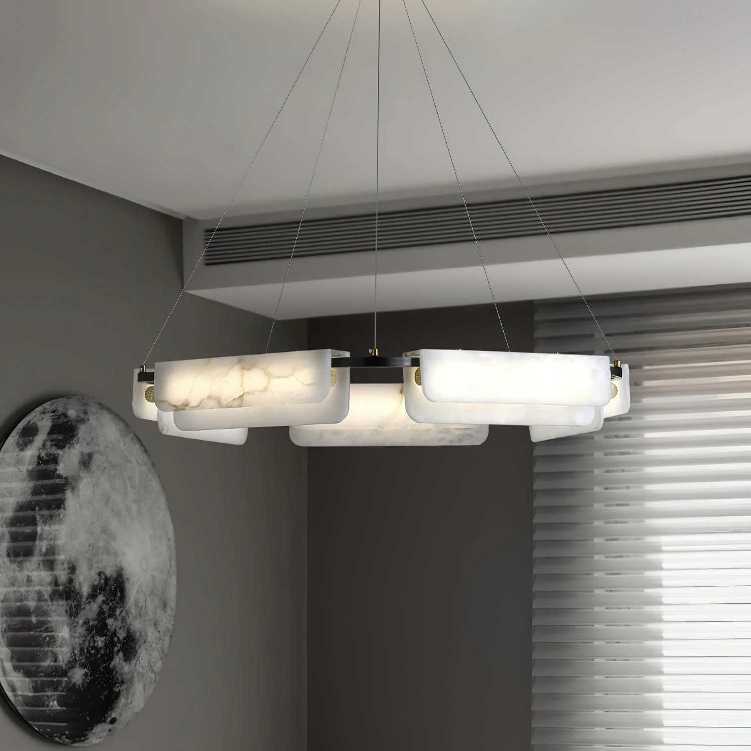 Delphine Round Alabaster Living Room Chandelier - Image 2
