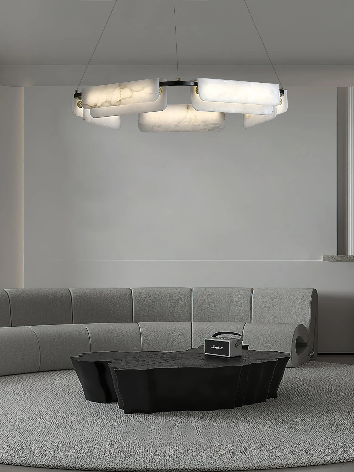 Delphine Round Alabaster Living Room Chandelier - Image 8