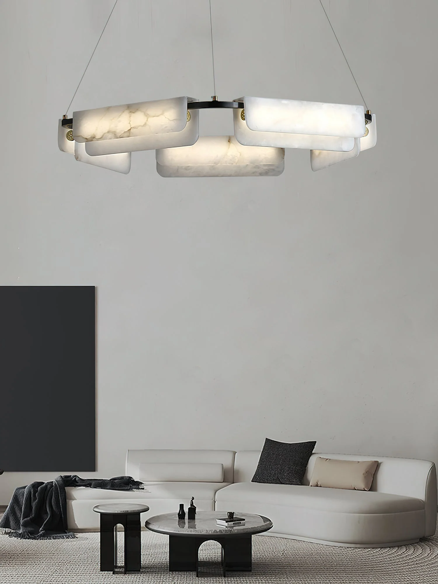 Delphine Round Alabaster Living Room Chandelier - Image 9