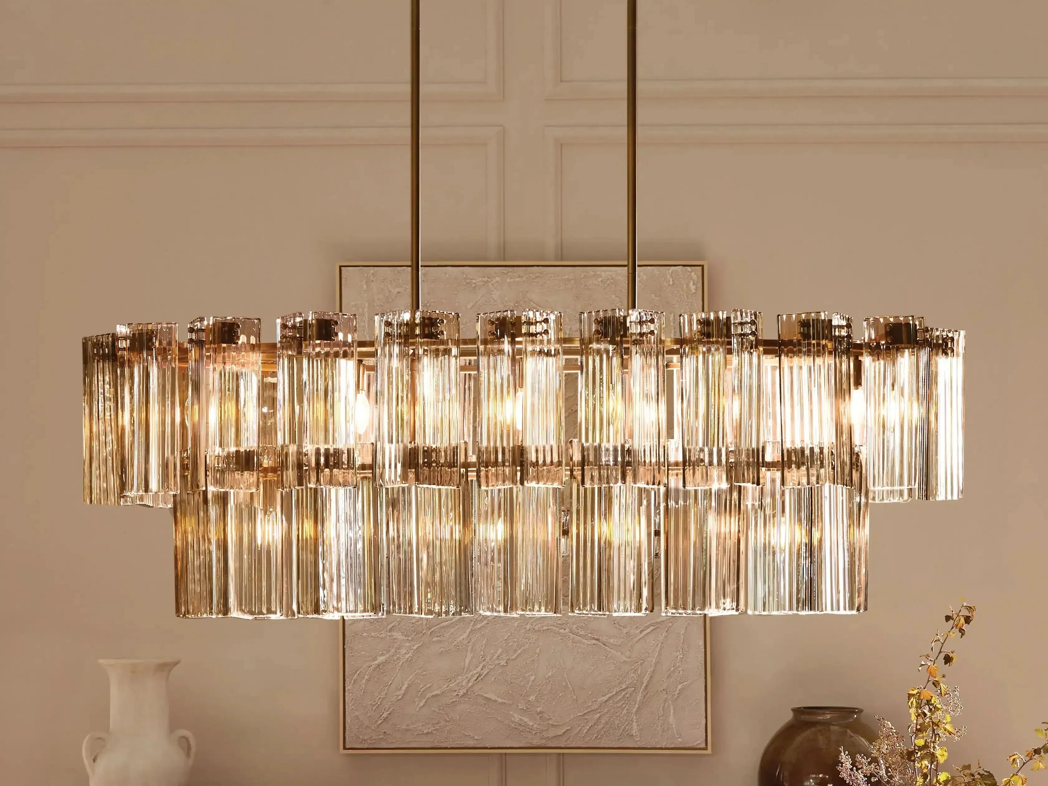 Delsie Oval Art Glass Chandelier 51''63''72''L - Image 2