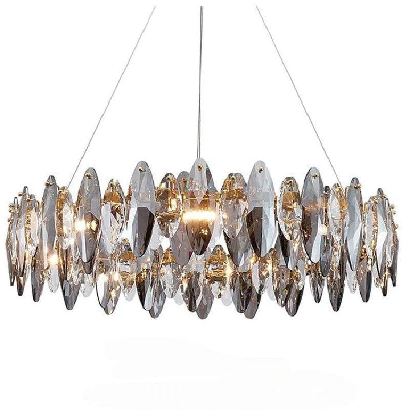 Modern Round Smoke Crystal Chandelier - Image 2