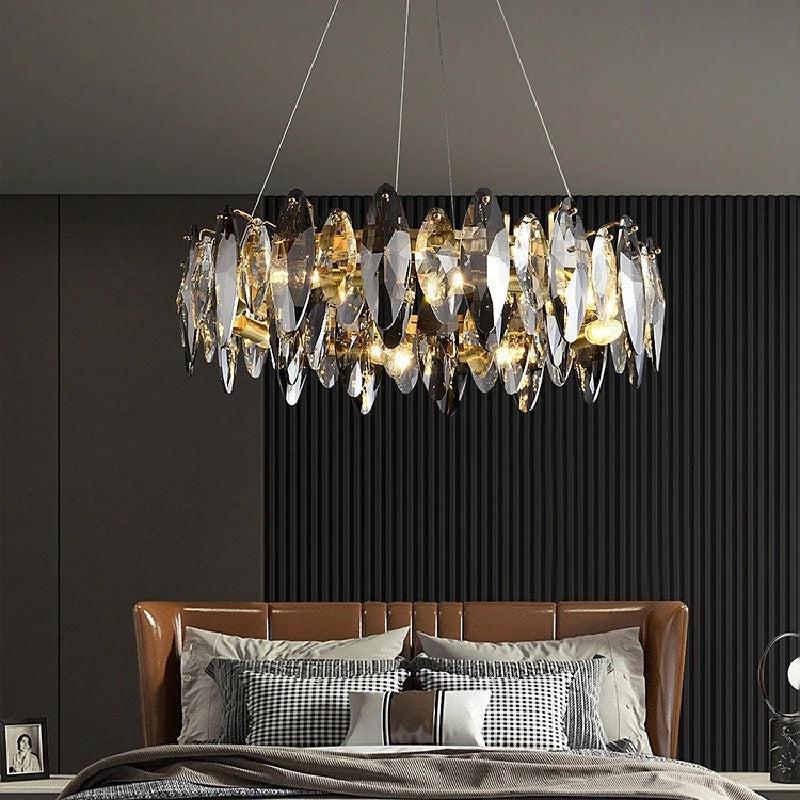 Modern Round Smoke Crystal Chandelier - Image 6