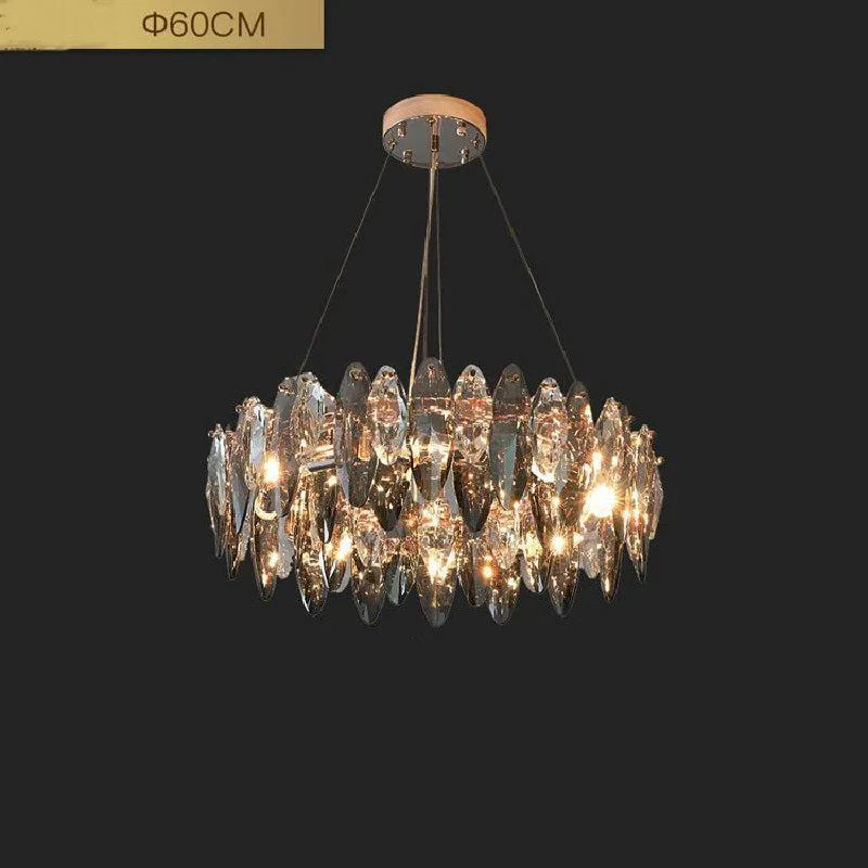 Modern Round Smoke Crystal Chandelier - Image 7
