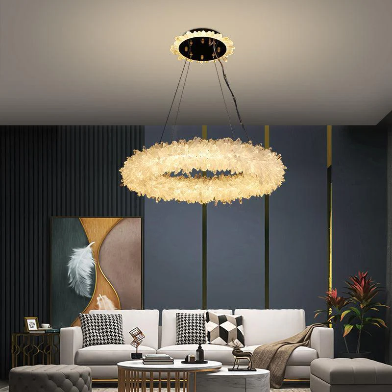 Derek Modern Rock Quartz Crystal Cluster Halo Chandelier - Image 4