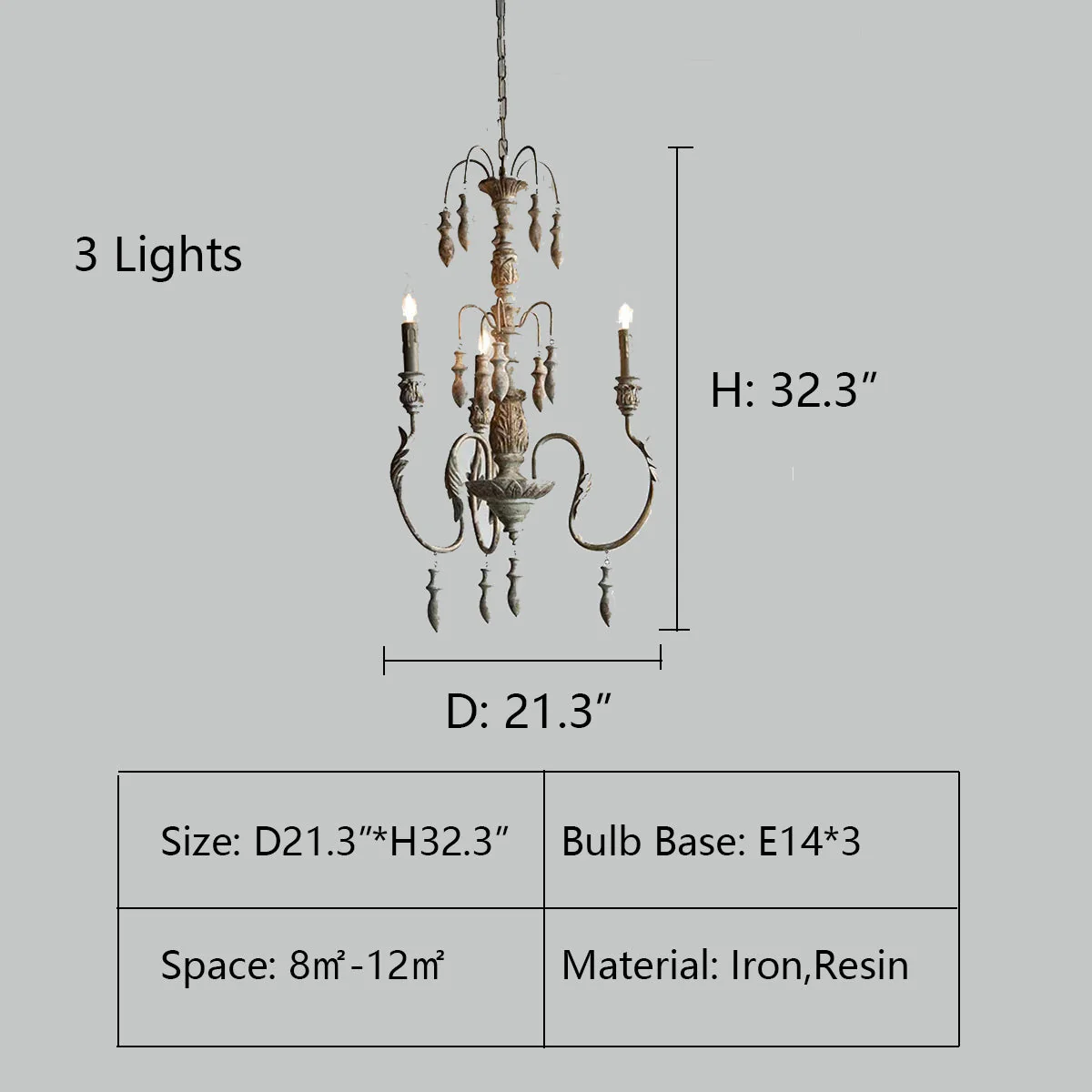 French Vintage Candle Chandelier for Living Room/Bedroom - Image 14