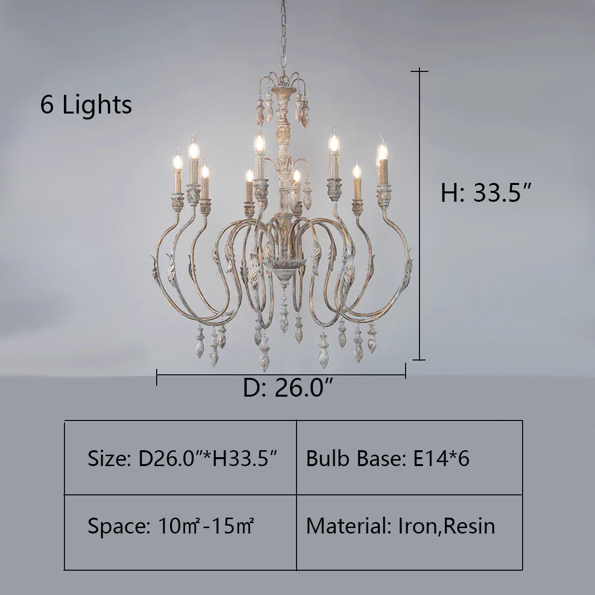 French Vintage Candle Chandelier for Living Room/Bedroom - Image 15