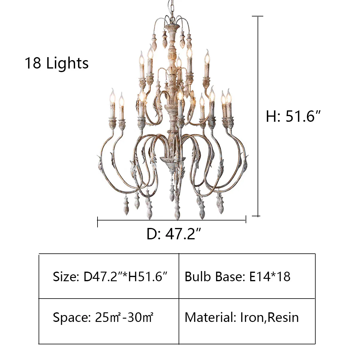 French Vintage Candle Chandelier for Living Room/Bedroom - Image 18