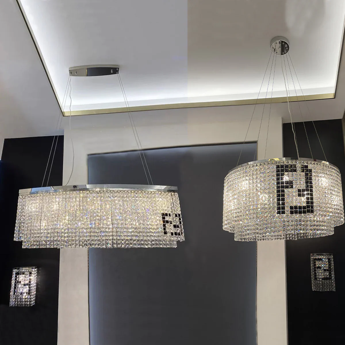 Designer Style Crystal Chandelier Elegant Round Ceiling Lighting Fixture for Living/ Dining Room - Image 2