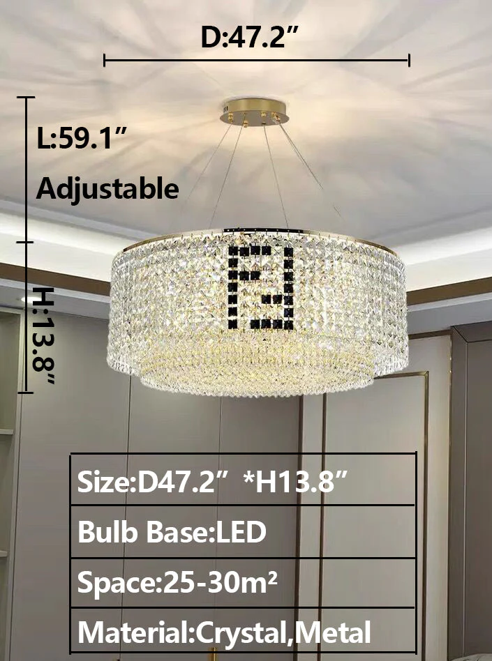 Designer Style Crystal Chandelier Elegant Round Ceiling Lighting Fixture for Living/ Dining Room - Image 26
