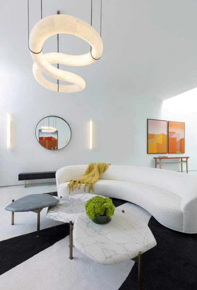 Glacera Designer Inspired Alabaster Chandelier Light For Living Room 35'' 55'' 56'' 70'' 96''W - Image 10