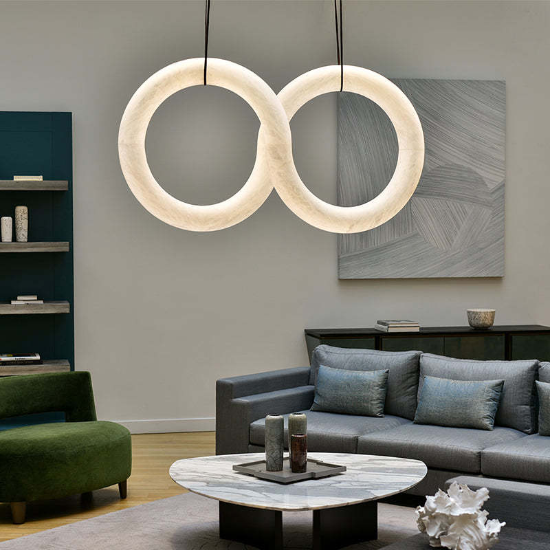 Glacera Designer Inspired Alabaster Chandelier Light For Living Room 35'' 55'' 56'' 70'' 96''W - Image 11