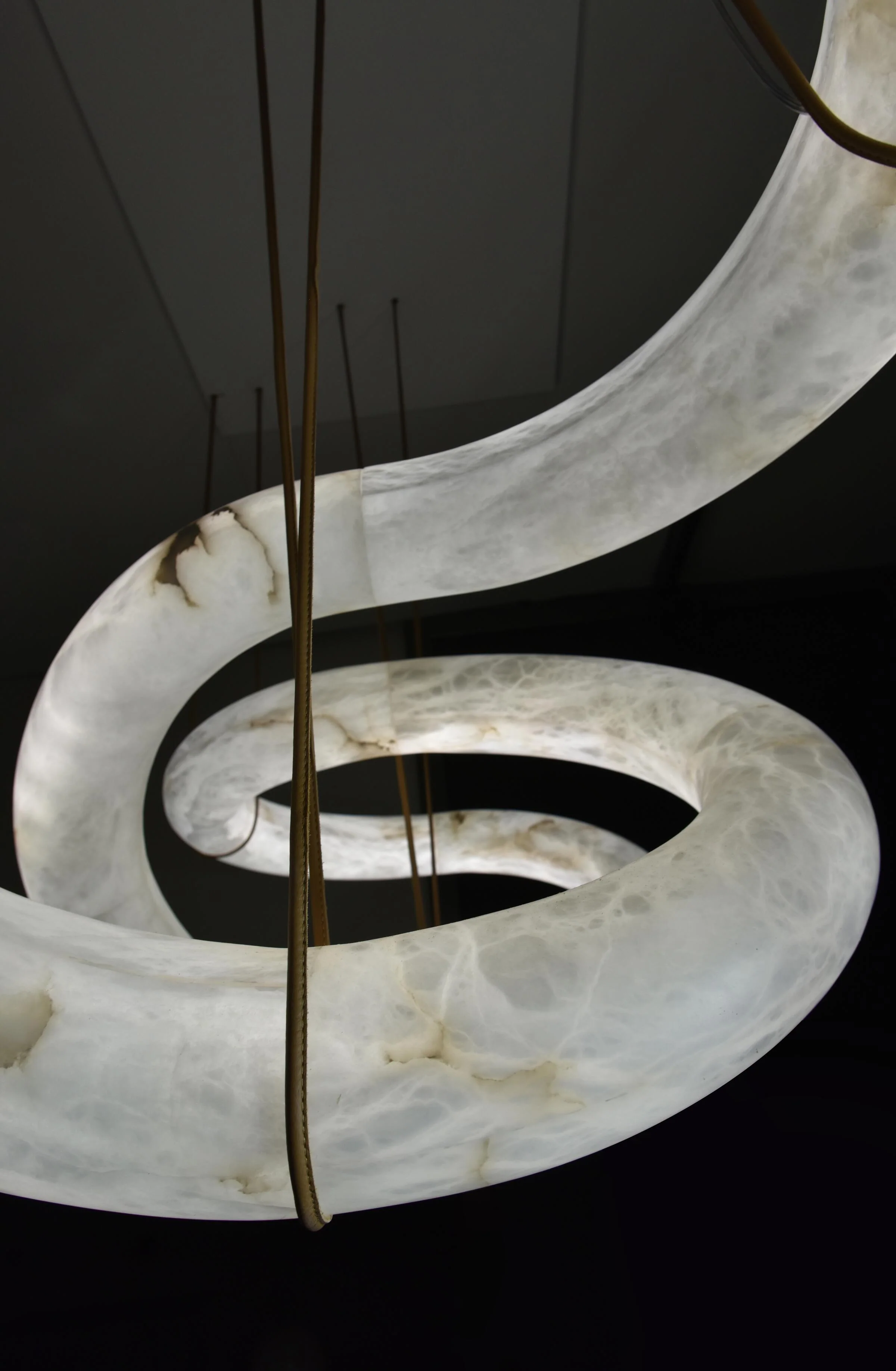 Glacera Designer Inspired Alabaster Chandelier Light For Living Room 35'' 55'' 56'' 70'' 96''W - Image 2