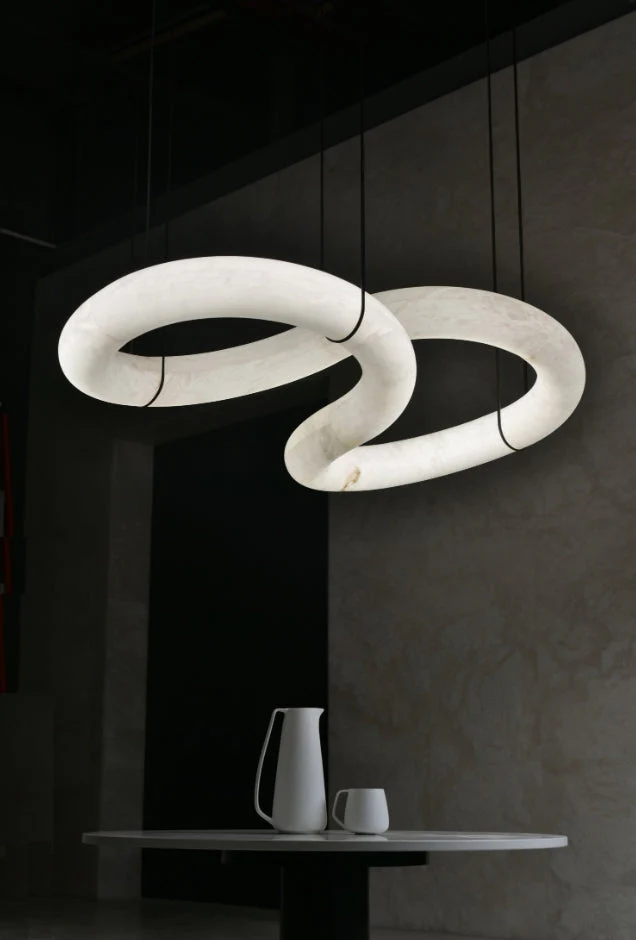 Glacera Designer Inspired Alabaster Chandelier Light For Living Room 35'' 55'' 56'' 70'' 96''W - Image 7