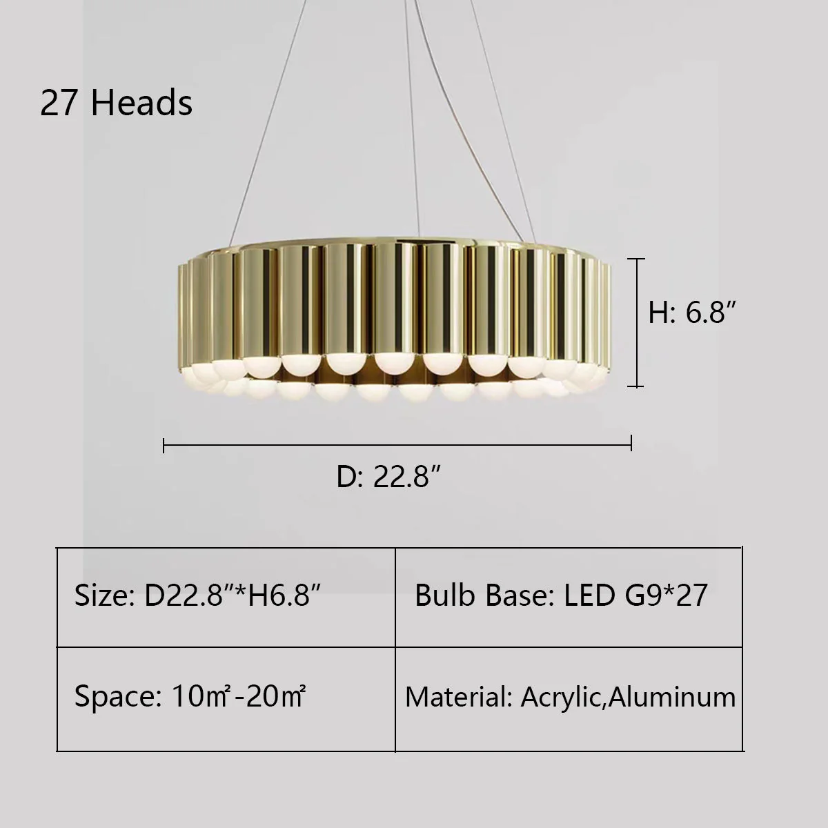 Designer Model Oversized Multi-head Round Chandelier for Living/Dining Room/Bedroom - Image 16