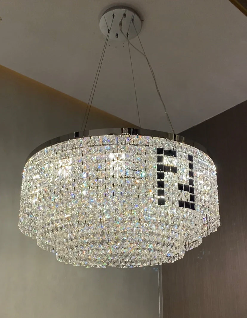 Designer Style Crystal Chandelier Elegant Round Ceiling Lighting Fixture for Living/ Dining Room - Image 2