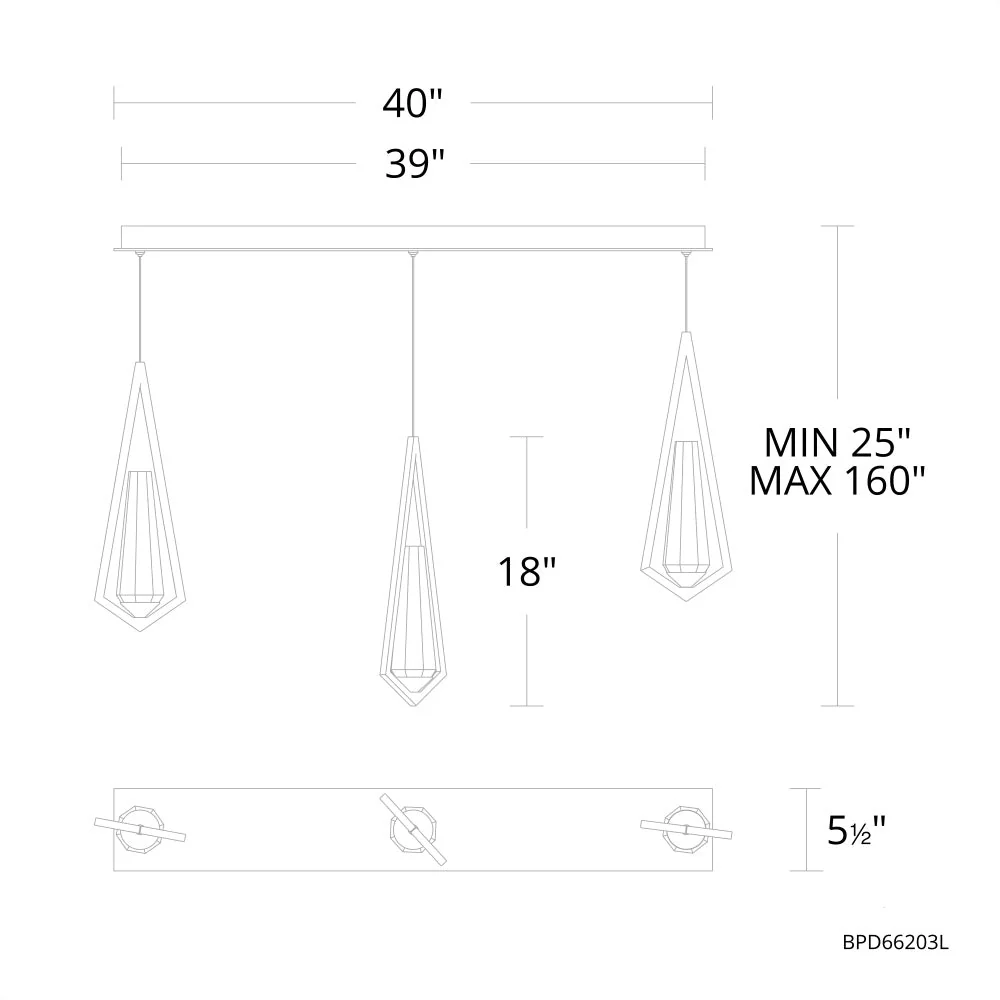 Devote Linear Chandelier 3 Light - Image 2