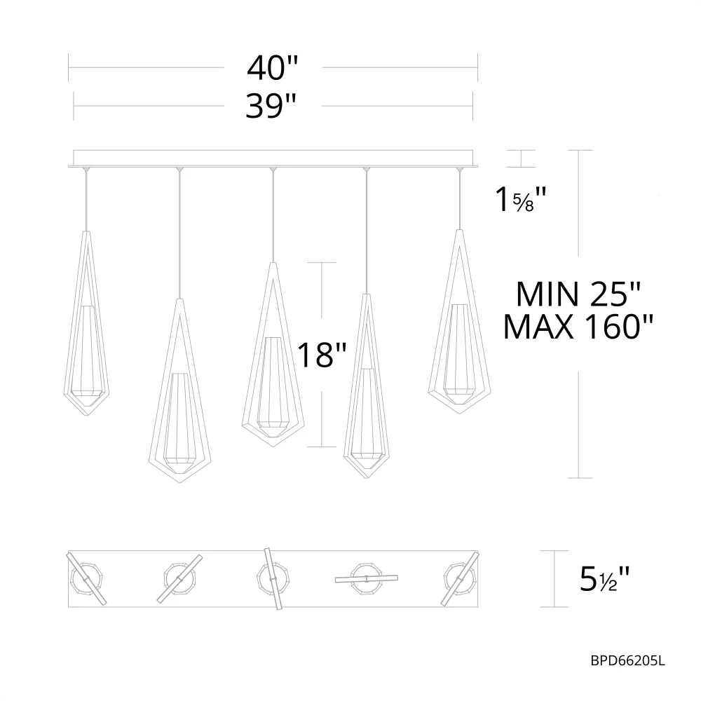 Devote Linear Chandelier 5 Light - Image 2