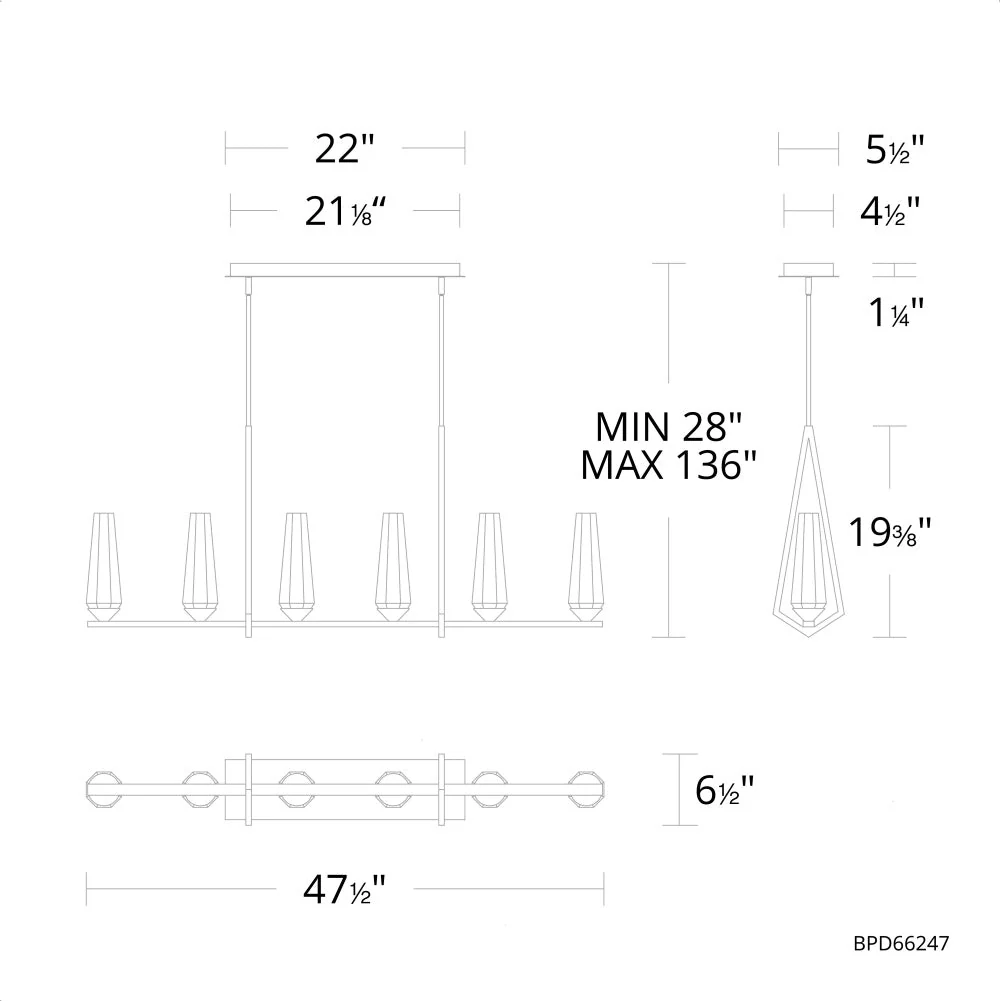 Devote Linear Chandelier 6 Light - Image 3