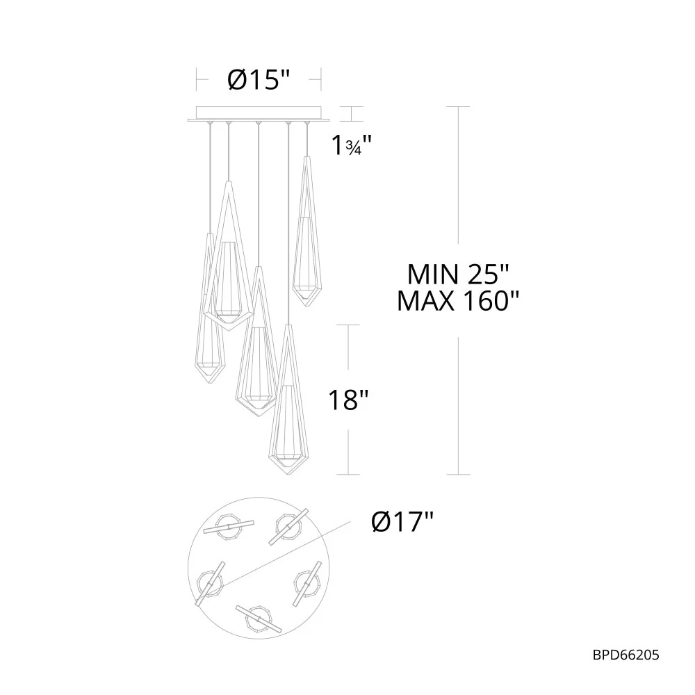 Devote Round Chandelier 5 Light - Image 2