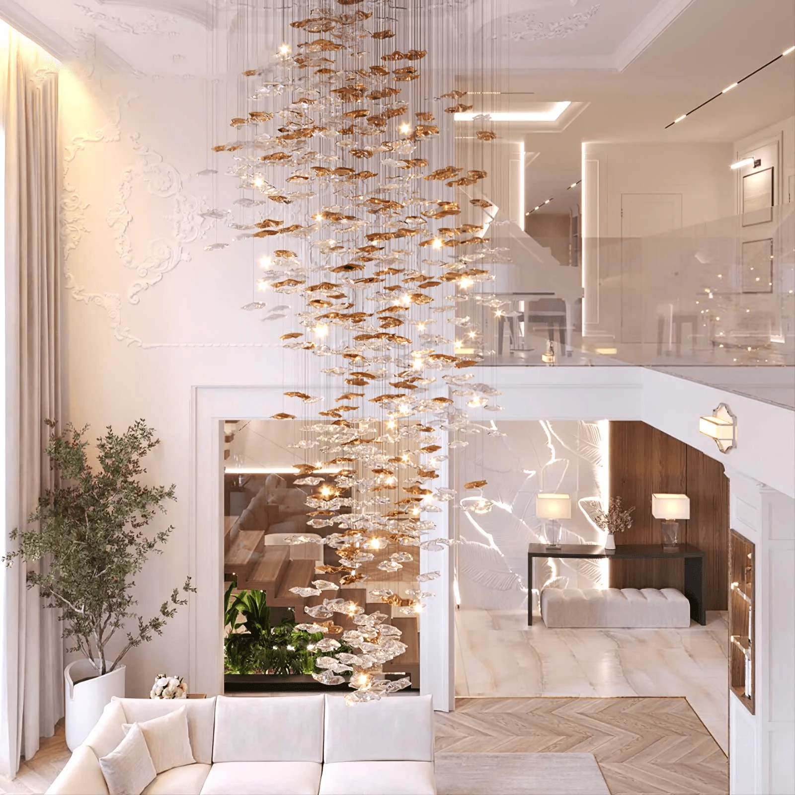 Galaxy Tidal Art Glass Crystal Spiral Chandelier - Image 12