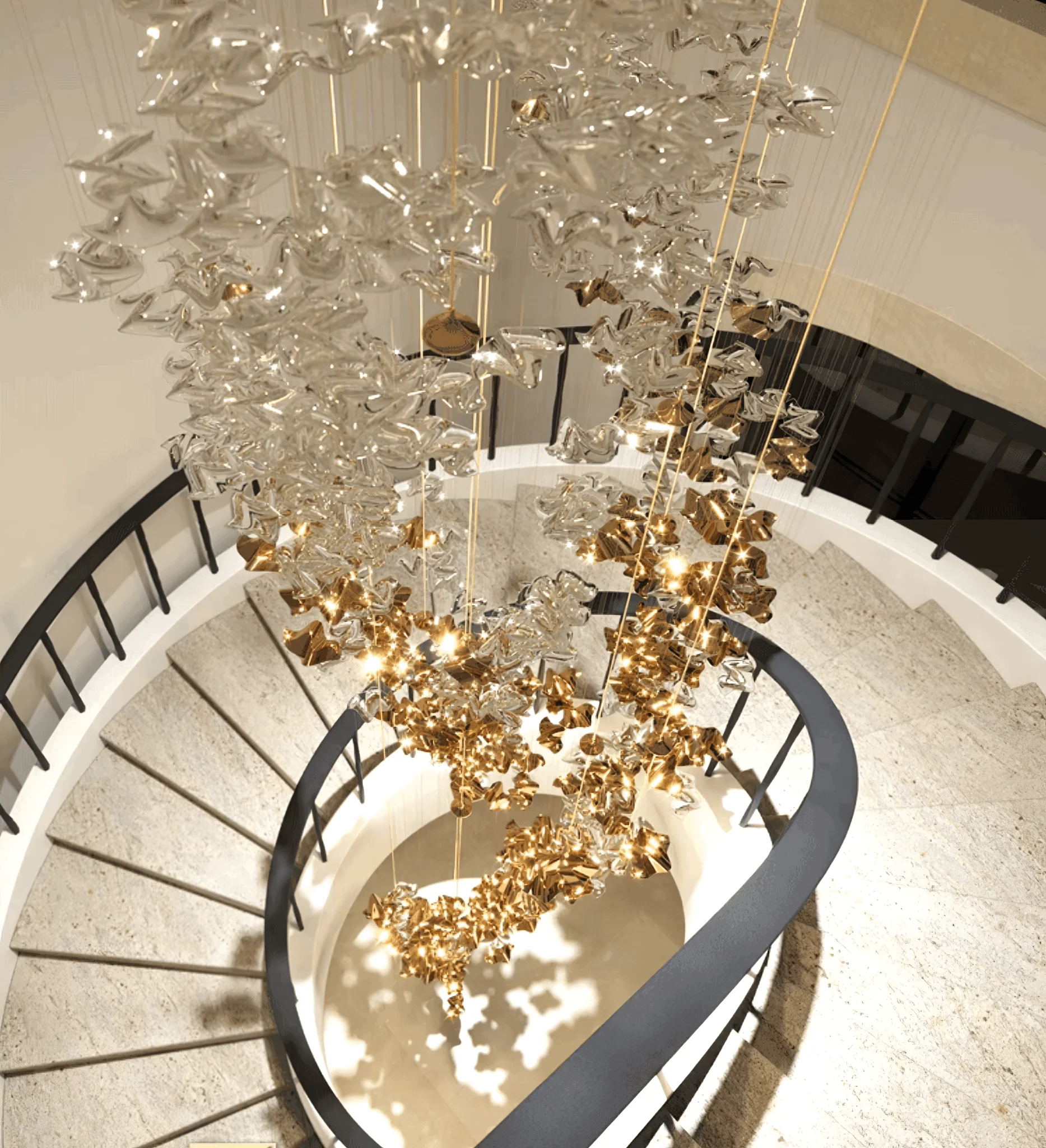 Galaxy Tidal Art Glass Crystal Spiral Chandelier - Image 13