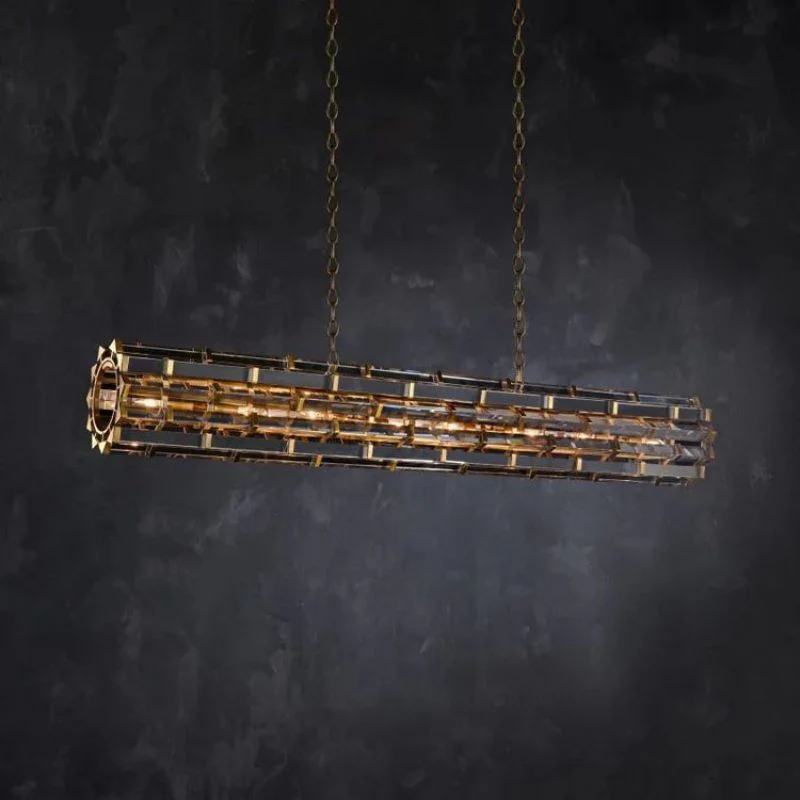 Dora Glass Linear Cylinder Chandelier 49″ 60″ 71″ - Image 3