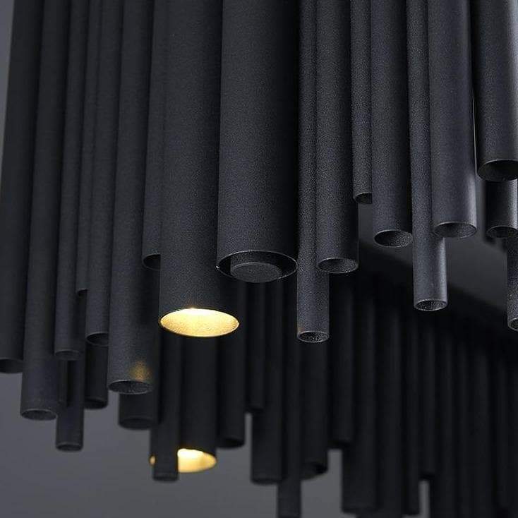 Dore Black Tubular Rectangle Chandelier 32" 40" - Image 5