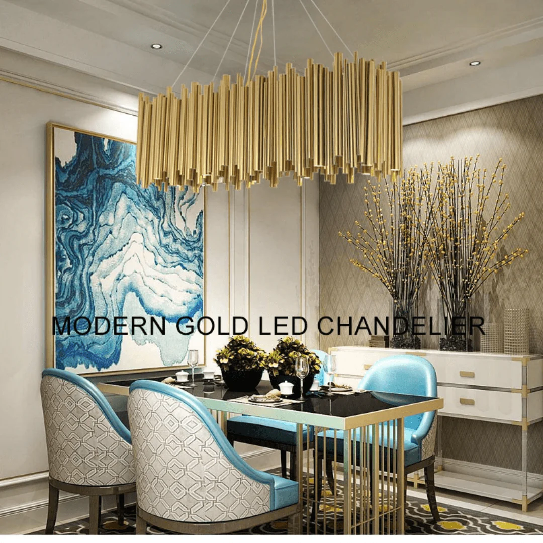Dore Brass Tubular Rectangle Chandelier 32" 39" - Image 4