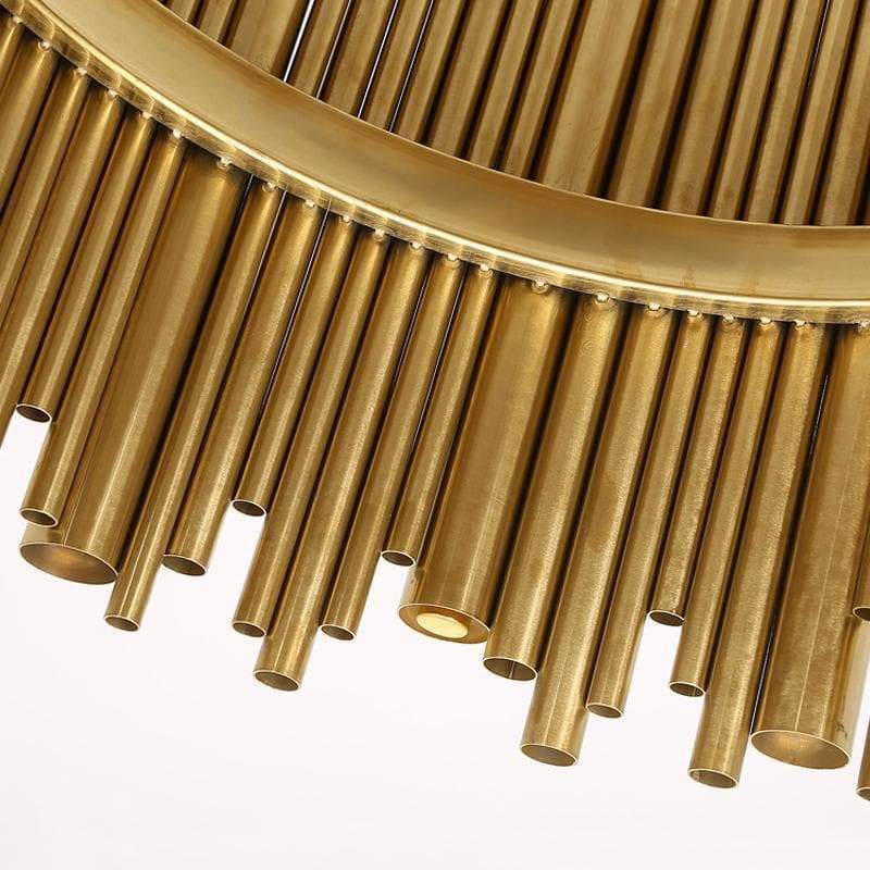 Dore Brass Tubular Rectangle Chandelier 32" 39" - Image 5