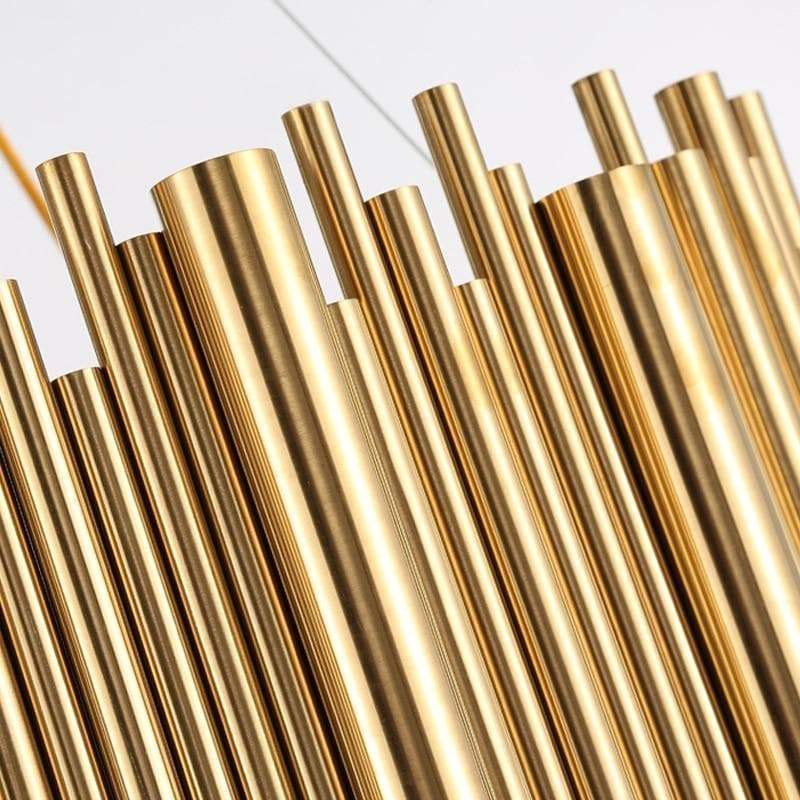 Dore Brass Tubular Rectangle Chandelier 32" 39" - Image 7