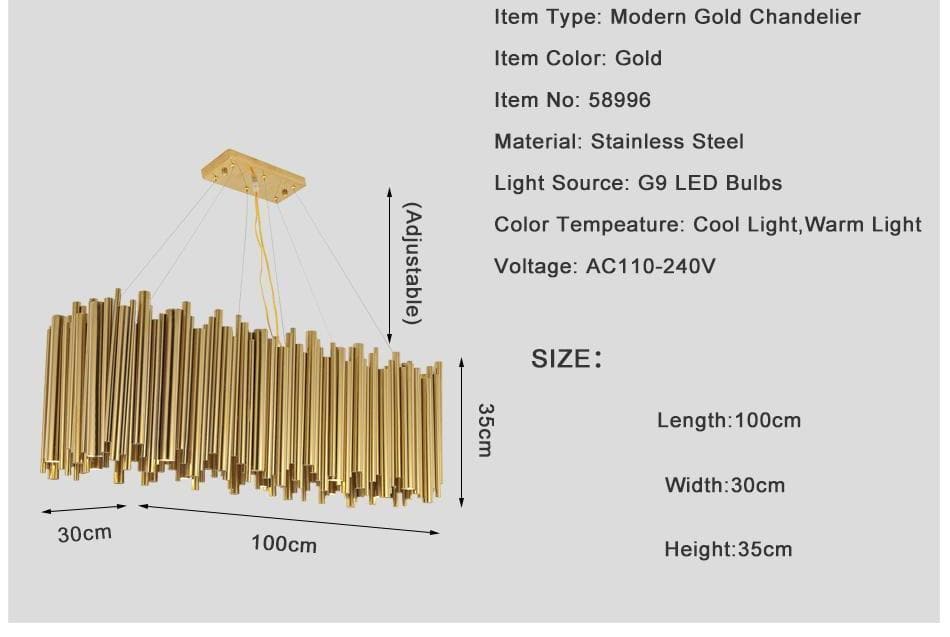 Dore Brass Tubular Rectangle Chandelier 32" 39" - Image 8