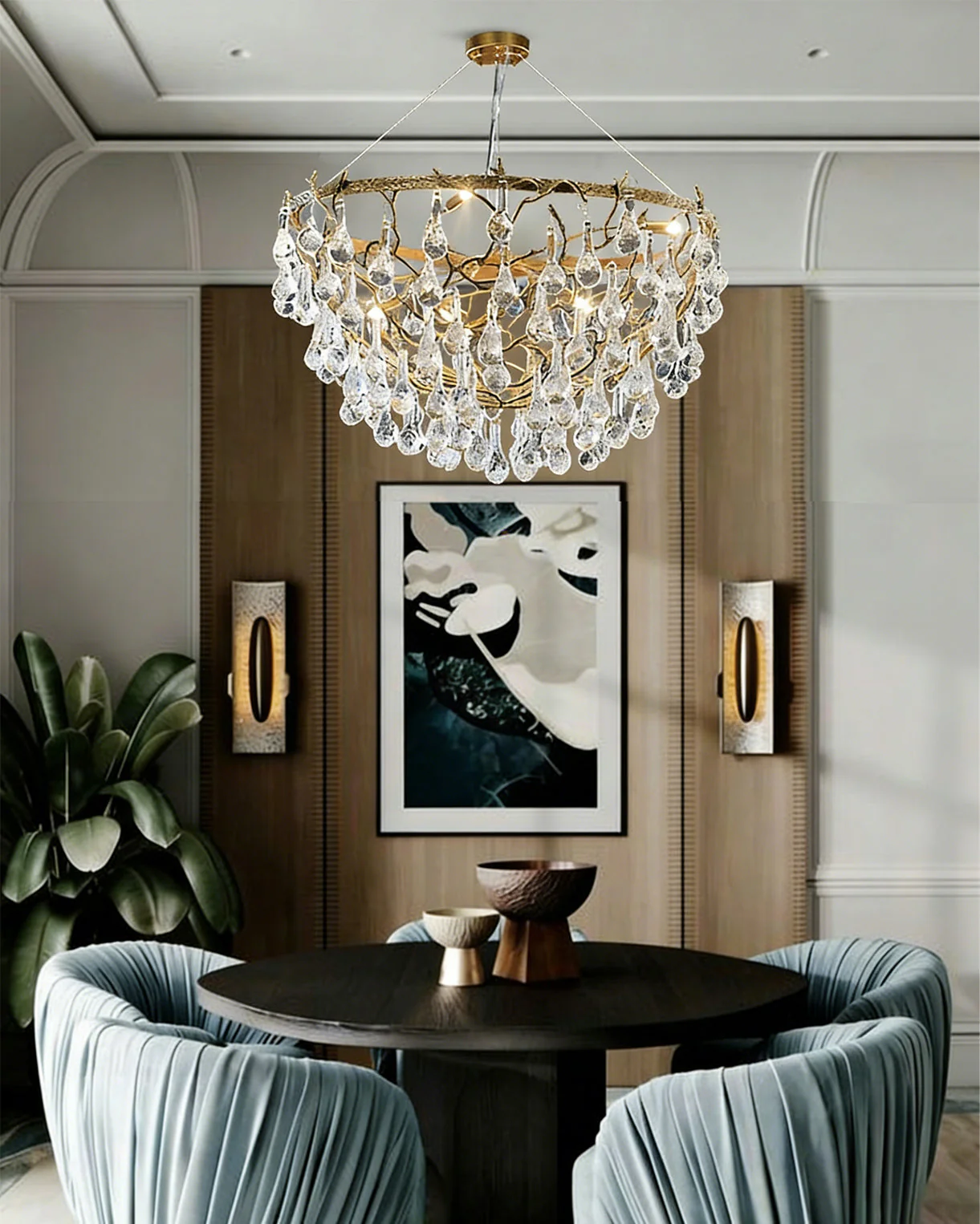 Doris Branch Brass Crystal Chandelier - Image 4
