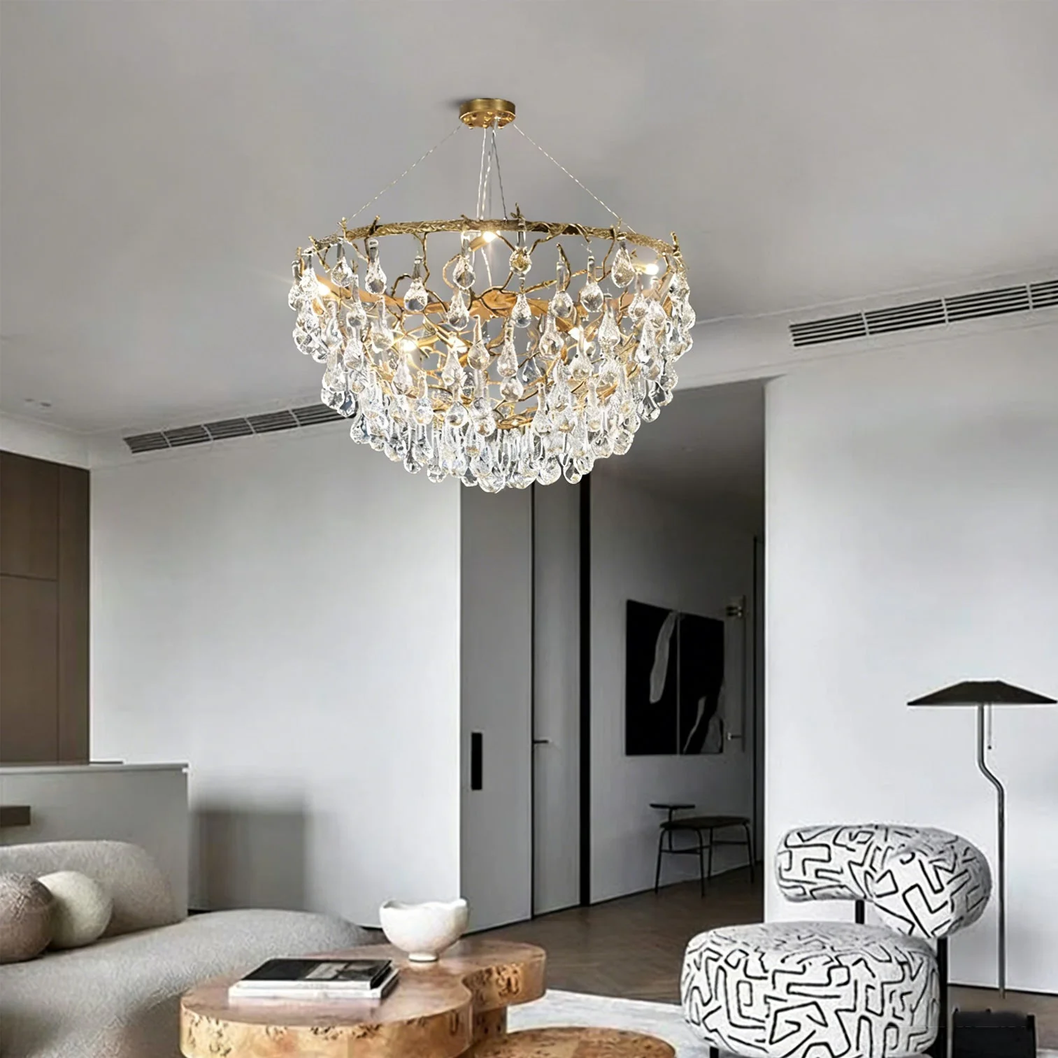 Doris Branch Brass Crystal Chandelier - Image 5