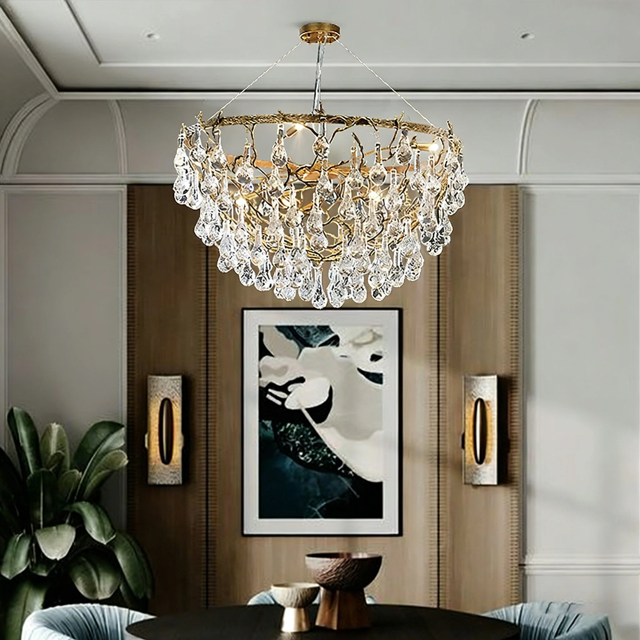 Doris Branch Brass Crystal Chandelier - Image 6