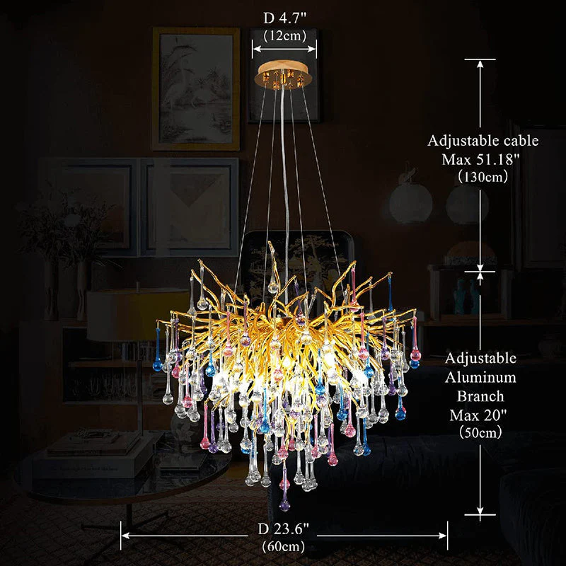 Doris Crystal Branch Chandelier 23.5"D Gold - Image 3