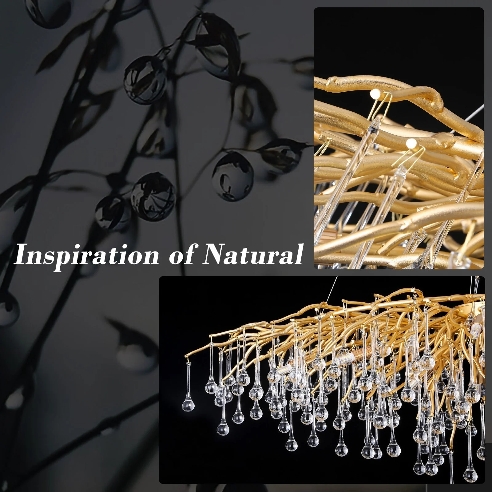 Doris Crystal Rectangular Branch Chandelier L45" - Image 11